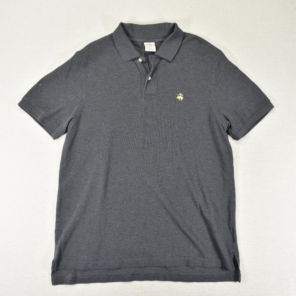 Brooks Brothers 1818 Polo Shirt Mens Large L Gray Short Sleeve Performance Golf